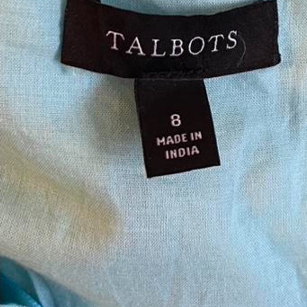 TALBOTS Linen Midi Dress Tropical Botanical Print Linen Cotton Size 8 - Picture 6 of 7